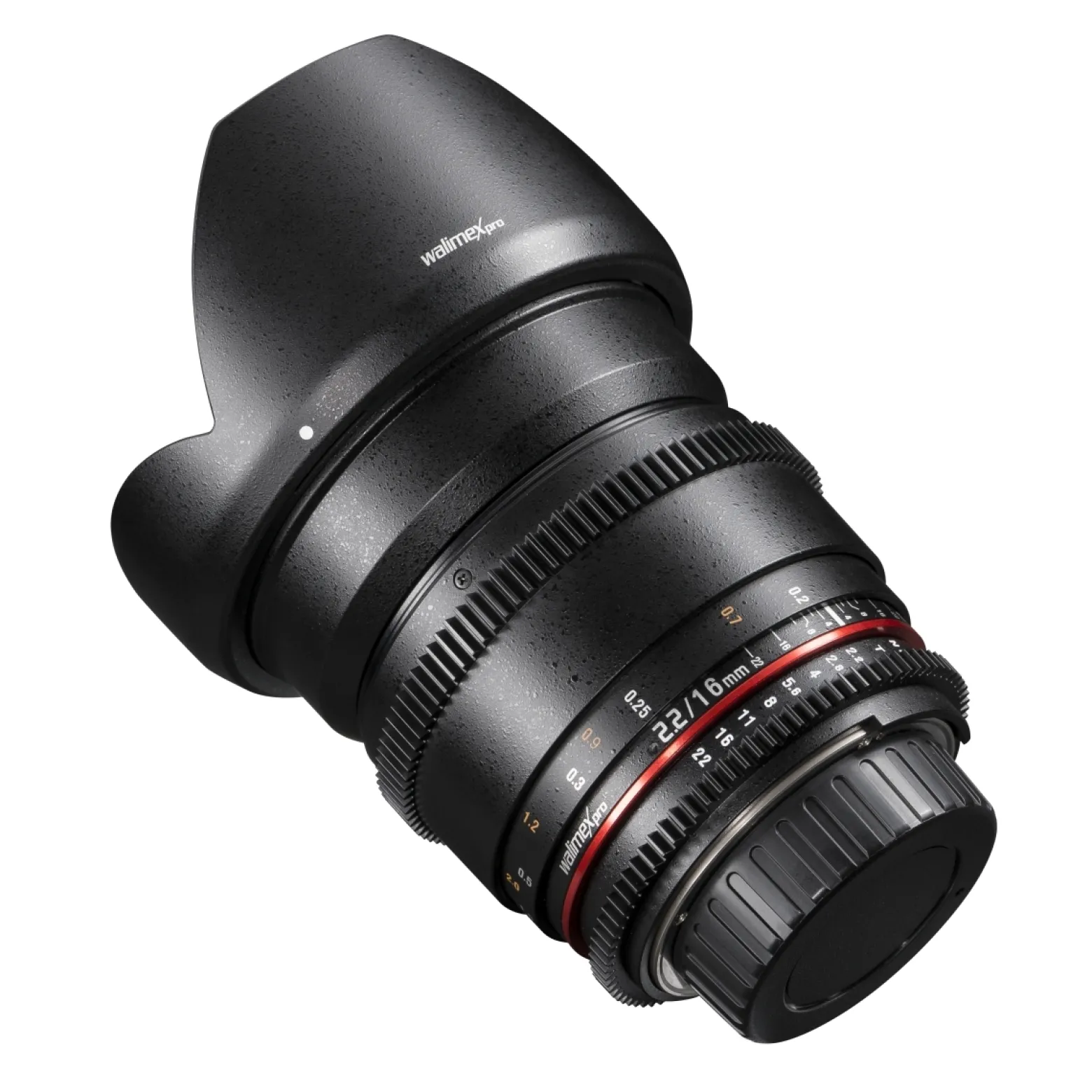 Walimex Pro 16mm 1:2,2 VCSC Video- und Foto Weitwinkelobjektiv (Filtergewinde 77mm, Gegenlichtblende, Zahnkranz, stufenlose Blende und Fokus) kompatibel mit Sony E Objektivbajonett schwarz