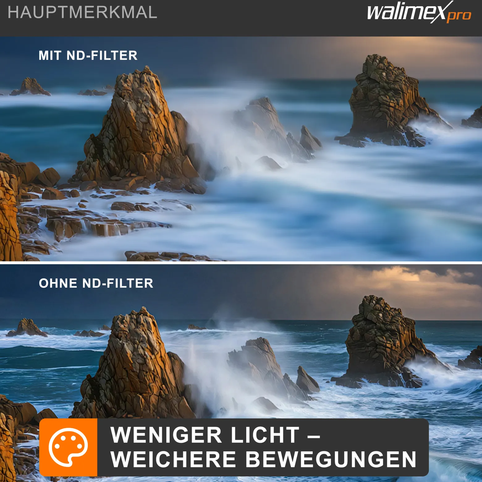 Walimex pro ND-Fader Graufilter vergütet 52 mm ND2-ND400 - Objektiv Filter aus hochwertigem optischem Glas, mit Metallfassung und Schutzhülle - Foto Zubehör