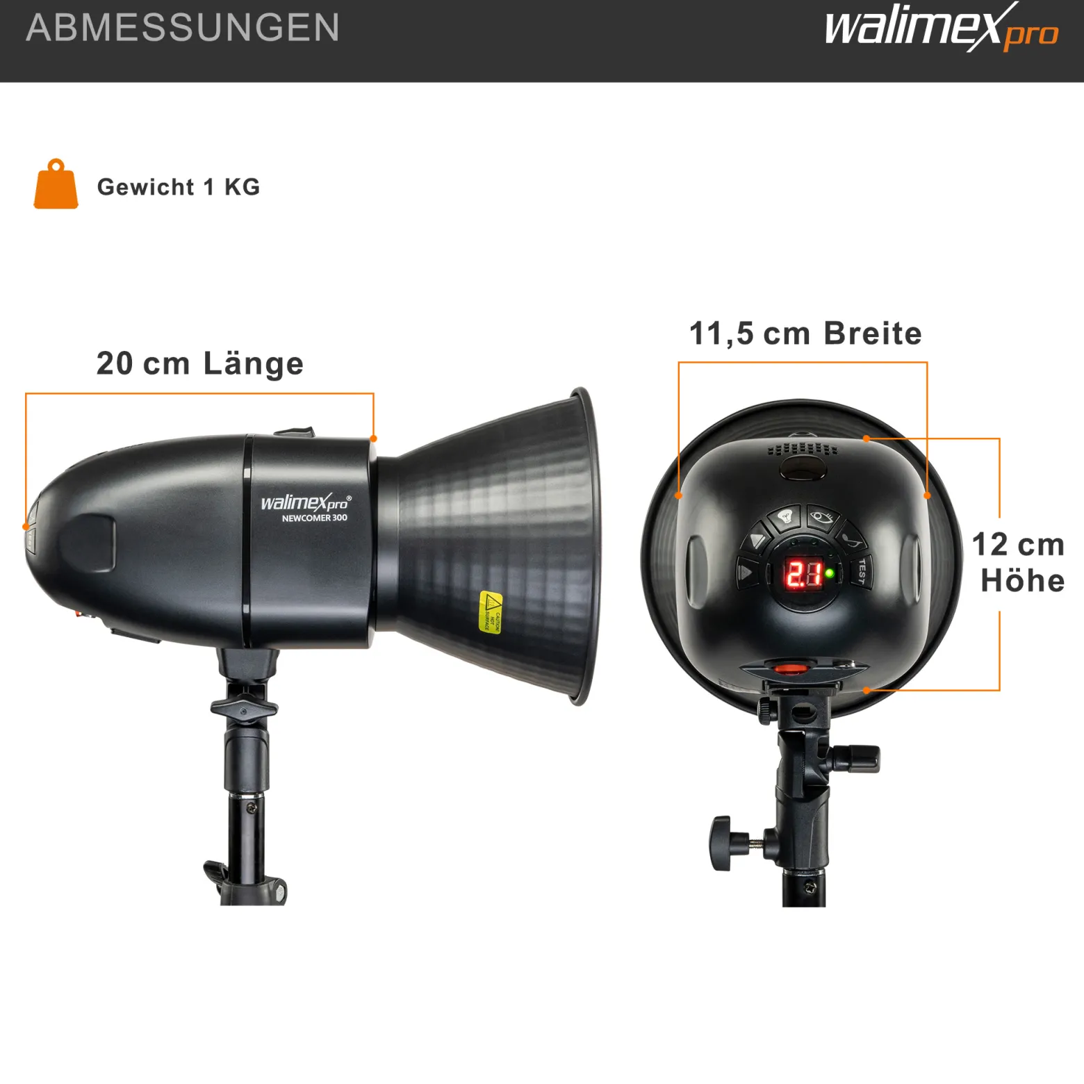 Walimex pro Newcomer 300 II Set, Studioblitz inkl. Softbox und Lampenstativ, LED Studiolicht mit Funk, Studiolampe 300 W mit hoher Lichtleistung ideal für Fotostudio