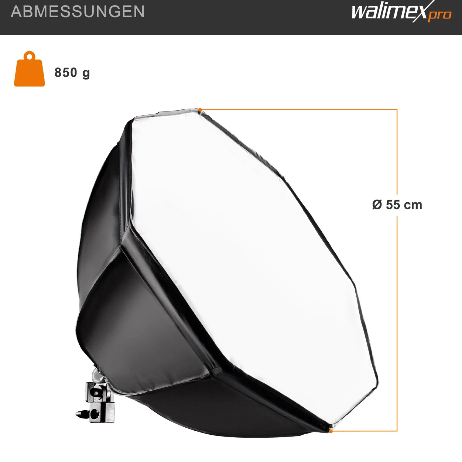 Walimex pro Octagon Softbox 2er Set 55 cm mit 35 W LED inkl. 2 x FT-8051 Lampenstativ bis 260 cm Höhe, Studioleuchte 5000 K Tageslicht plus Lichtstativ mit Federdämpfung