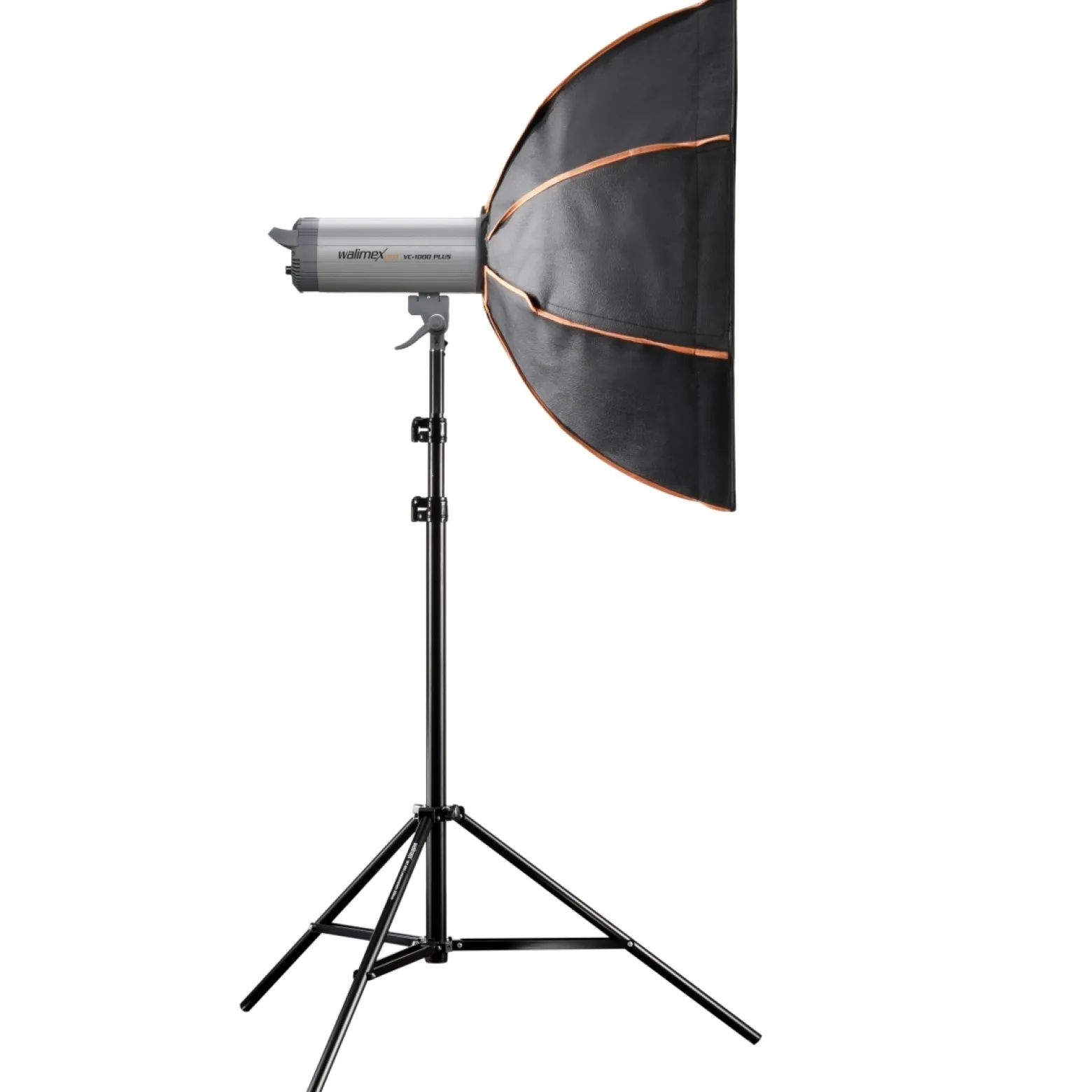 Walimex pro Octagon Softbox Plus Orange Line 90 cm - 600 x 900 x 900 mm - mit golden-silbernem Einsatz - schwarz-weiß - Lichtformer inkl. Adapters für Aurora/Bowens