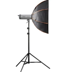 Walimex pro Octagon Softbox Plus Orange Line 90 cm - 600 x 900 x 900 mm - mit golden-silbernem Einsatz - schwarz-weiß - Lichtformer für Porträt- und Peoplefotografie