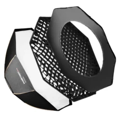 Walimex pro Octagon Softbox Plus Orange Line 90 cm - 600 x 900 x 900 mm - mit golden-silbernem Einsatz - schwarz-weiß - Lichtformer für Porträt- und Peoplefotografie