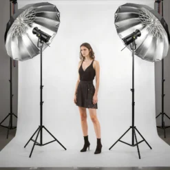 Walimex pro Parabol Reflexschirm schwarz/ silberfarben Ø 129 cm für kontrastreiches Licht