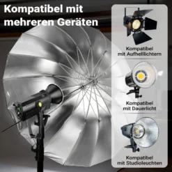 Walimex pro Parabol Reflexschirm schwarz/ silberfarben Ø 129 cm für kontrastreiches Licht