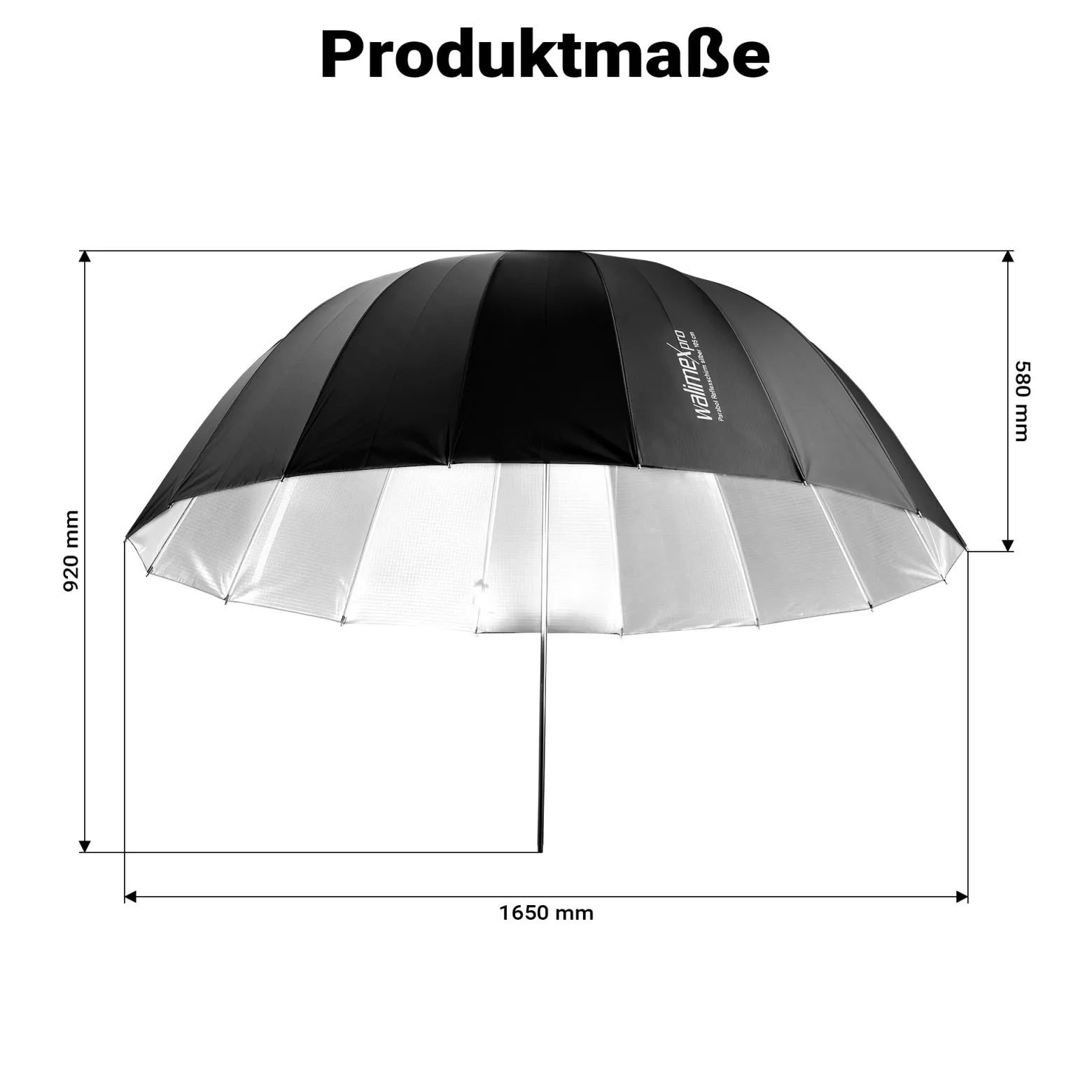 Walimex pro Parabol Reflexschirm schwarz/ weiß Ø 165 cm für weiches Licht