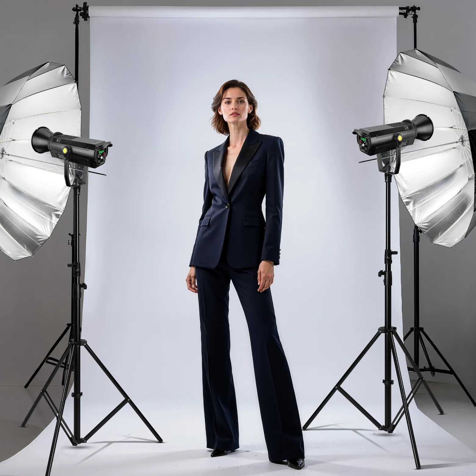 Walimex pro Parabol Reflexschirm schwarz/silberfarben Ø 129 cm + Diffusor – Lichtformer Set für Fotografie und Videografie