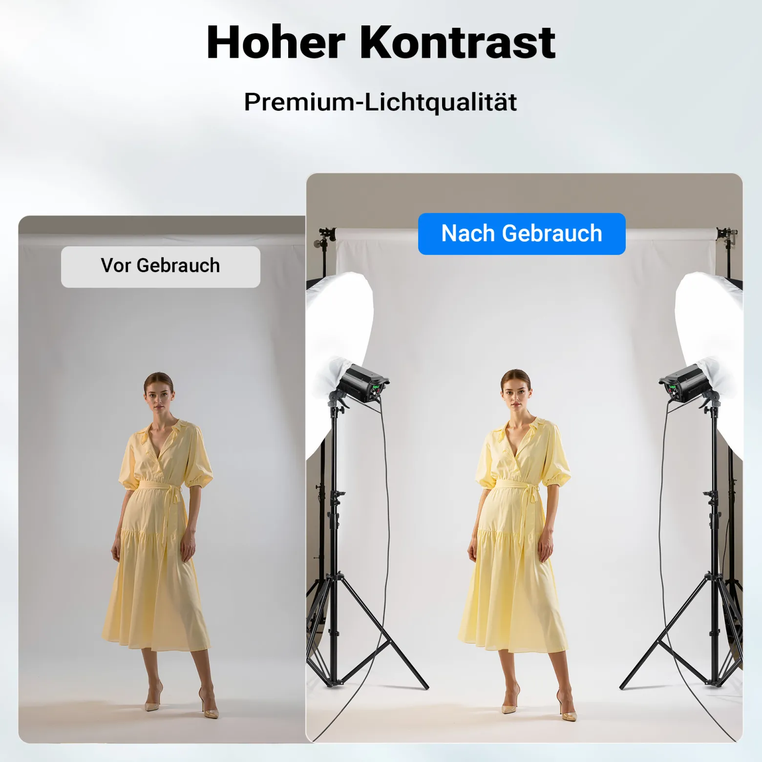 Walimex pro Parabol Reflexschirm schwarz/silberfarben Ø 129 cm + Diffusor – Lichtformer Set für Fotografie und Videografie
