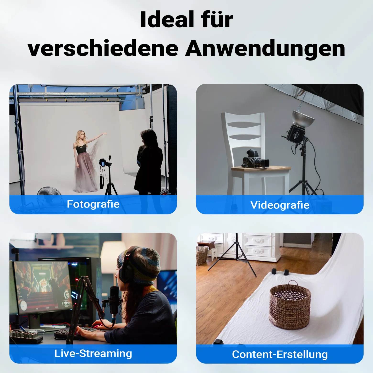 Walimex pro Parabol Reflexschirm schwarz/silberfarben Ø 129 cm + Diffusor – Lichtformer Set für Fotografie und Videografie