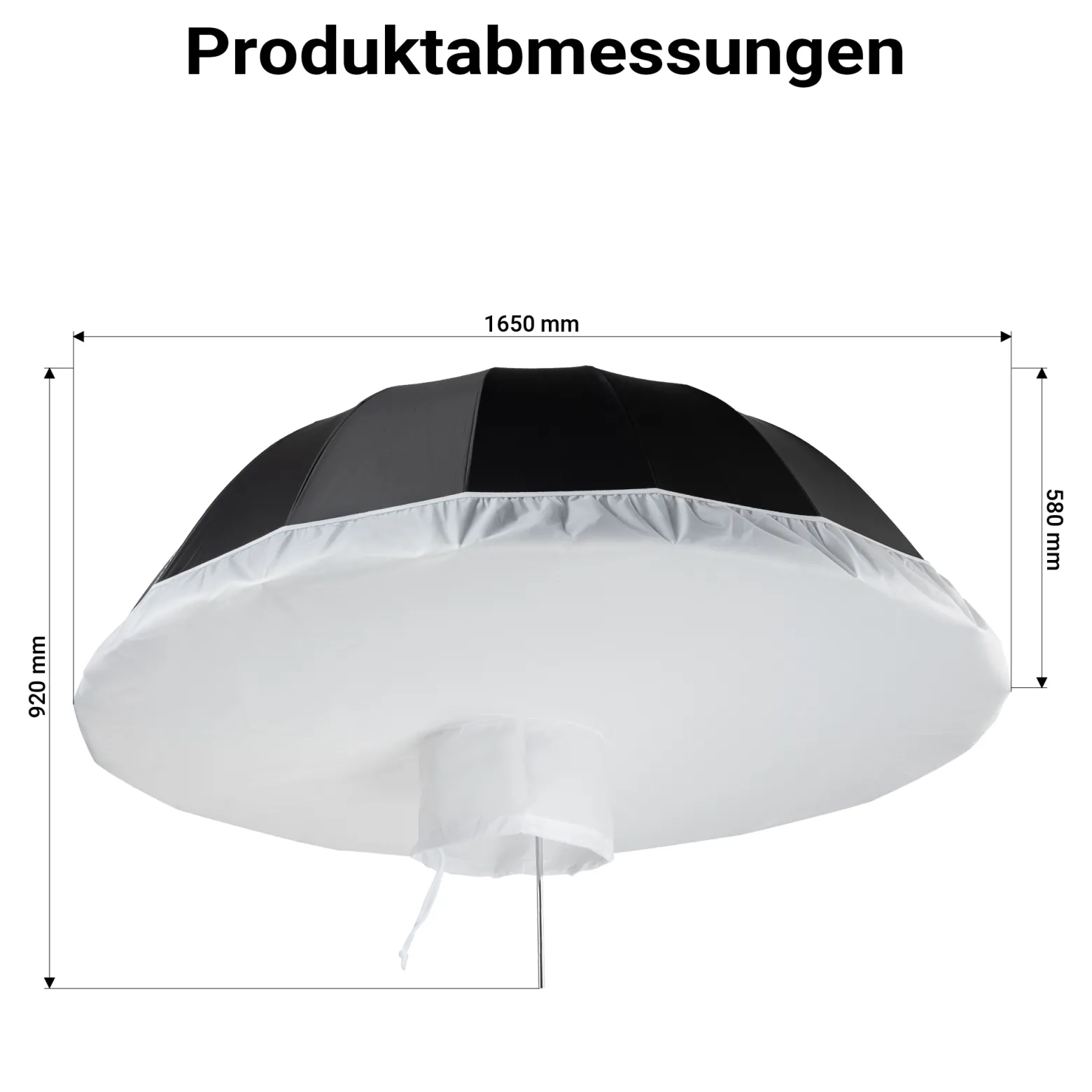 Walimex pro Parabol Reflexschirm schwarz/weiß Ø 165 cm + Diffusor – Lichtformer Set für Fotografie und Videografie