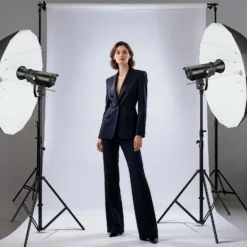 Walimex pro Parabol Reflexschirm schwarz/weiß Ø 165 cm + Diffusor – Lichtformer Set für Fotografie und Videografie