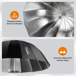 Walimex pro Parabol Reflexschirm schwarz/ silberfarben Ø 105 cm für kontrastreiches Licht