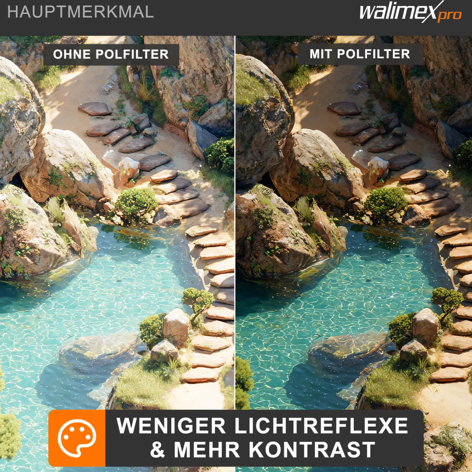 Walimex pro Polfilter zirkular slim 86 mm, Polarisationsfilter inkl. Schutzhülle, CPL Filter mit Metallfassung, Kamera Pol Filter für professionelle Aufnahmen