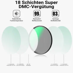 Walimex pro Polfilter Zirkular Slim Super DMC 82 mm, Polarisationsfilter mit 18-lagiger Beschichtung, CPL Filter mit 4,6 mm Slimfassung, Objektivfilter reduziert Reflexion und kräftigt Farben