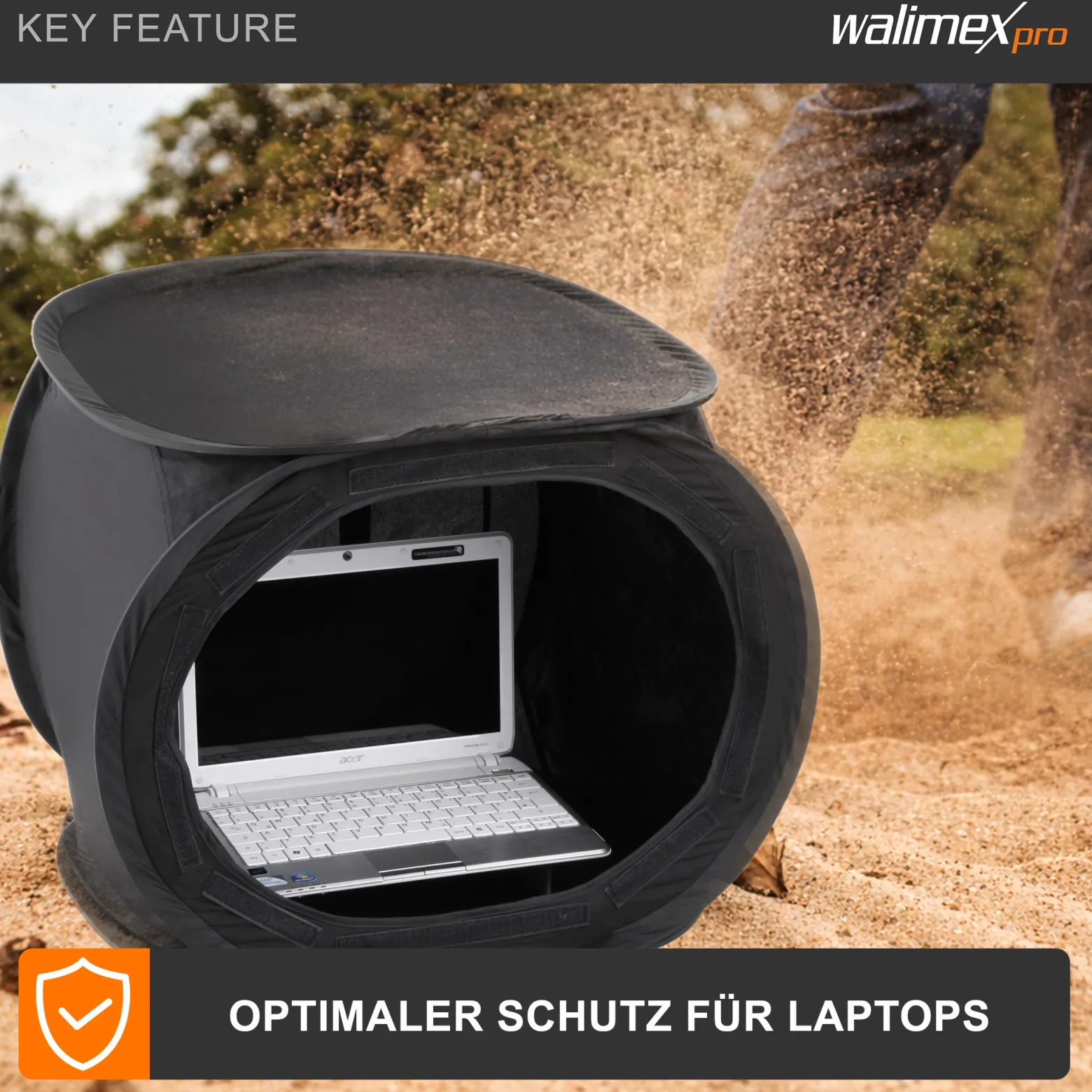 Walimex pro Pop-Up Laptop-Zelt 50 x 50 x 50 cm Sonnenschutz und Blendschutz, Fotozelt für verbesserte Farb- und Bildkontrolle ideal für Outdoor-Shootings