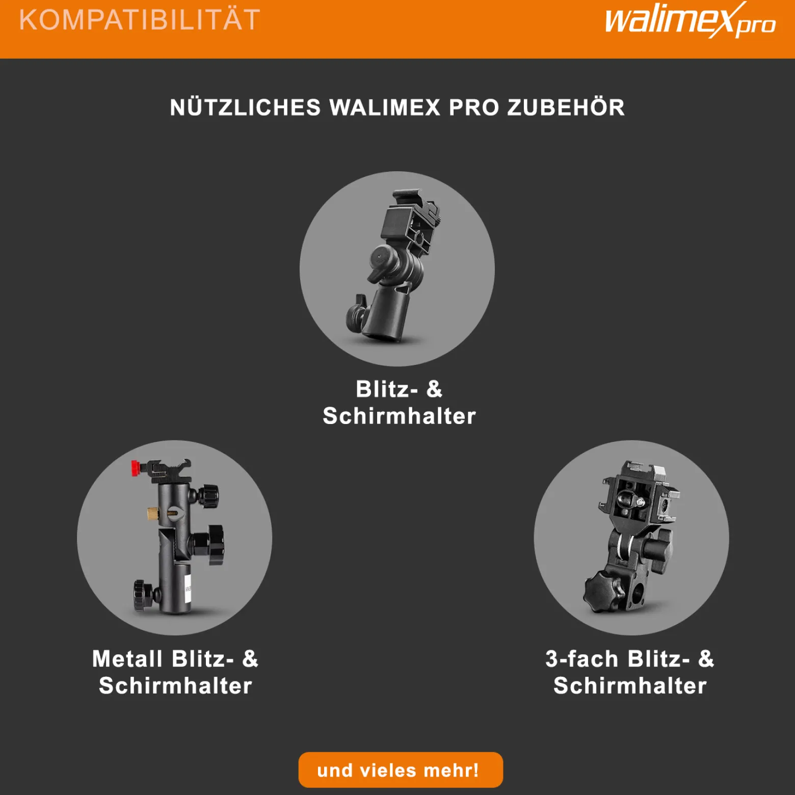 Walimex pro Reflexschirm Ø 109 cm schwarz/weiß für weiches Licht, Lichtreflektor ideal für Porträtfotografie und Produktfotografie, Lichtformer für Studioblitz, Fotoschirm mit Metallstange