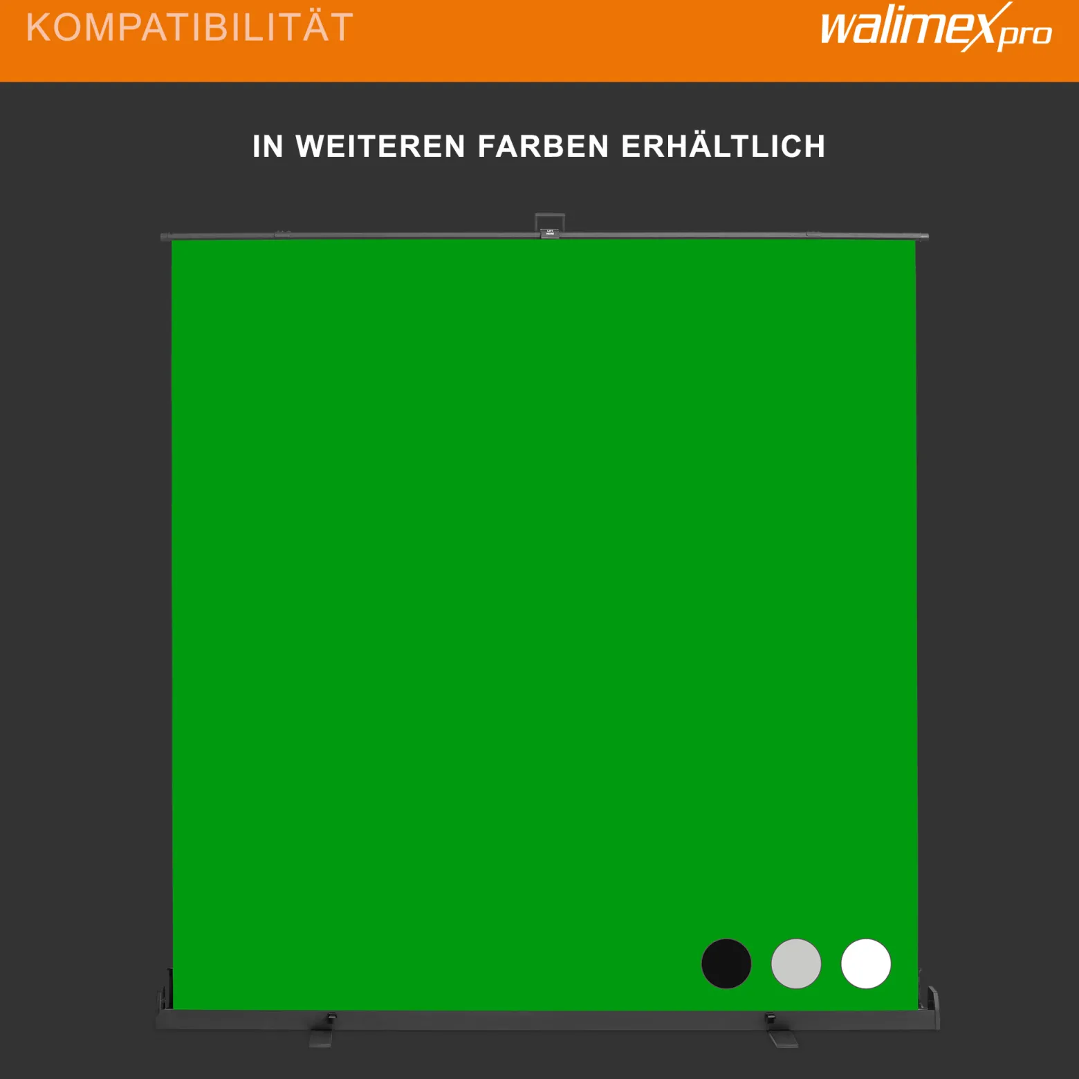 Walimex pro Roll-up Panel Hintergrund weiß 210 x 220 cm, Fotohintergrund mit Transportbox, Hintergrundsystem für Fotostudio, knitterfreie Fotoleinwand ideal für Freistellen und High-Key-Fotografie