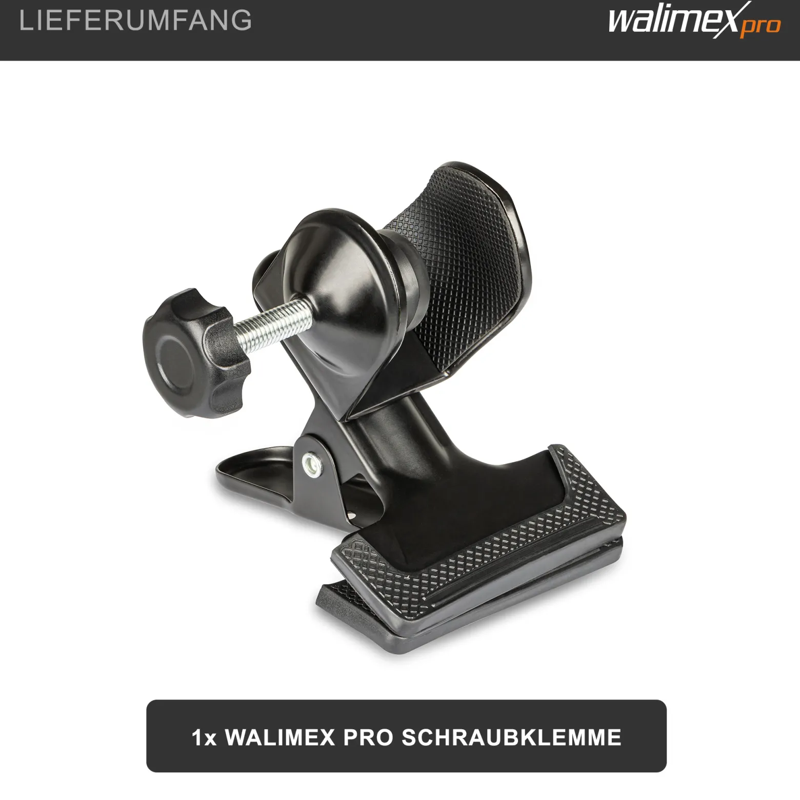 Walimex pro Schraubklemme mit Schraub- und Klemmvorrichtung für Stangen bis 3,5 cm, Klemmbereich 2,5 cm, Studio Zubehör für Hintergründe und Reflektoren