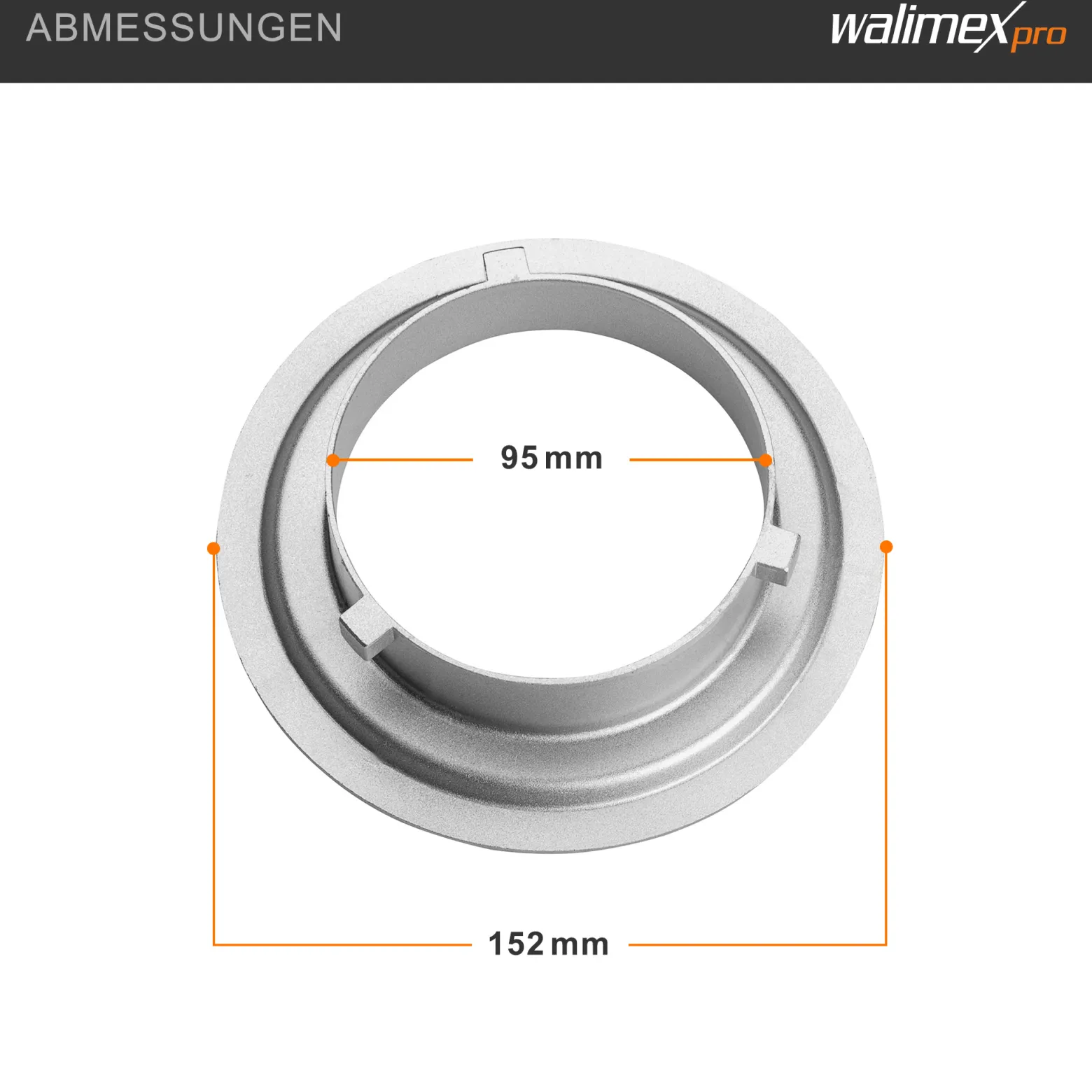 Walimex pro Softboxadapter kompatibel mit Aurora/Bowens - 152 x 152 x 30 mm - Metall - Lichtformer Adapter für Walimex RD, kompatibel mit Aurora Fusion, kompatibel mit Genesis