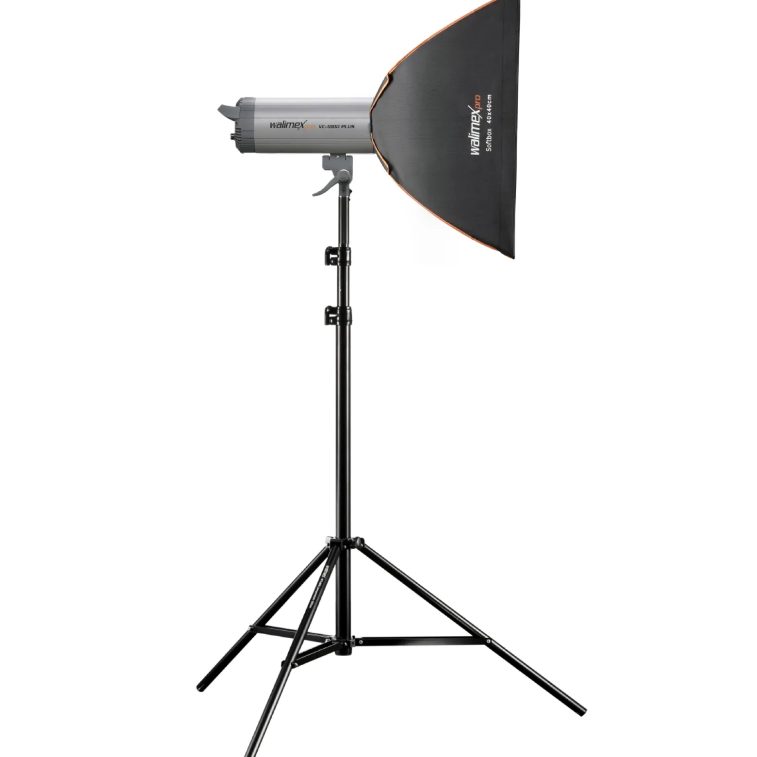 Walimex pro Softbox Orange Line 40x40, um 360° drehbar, einfacher Aufbau, inkl. Diffusoren und Tasche, ideal für Produkt- und Peoplefotografie - schwarz-weiß - inkl. Adapters für K Serie