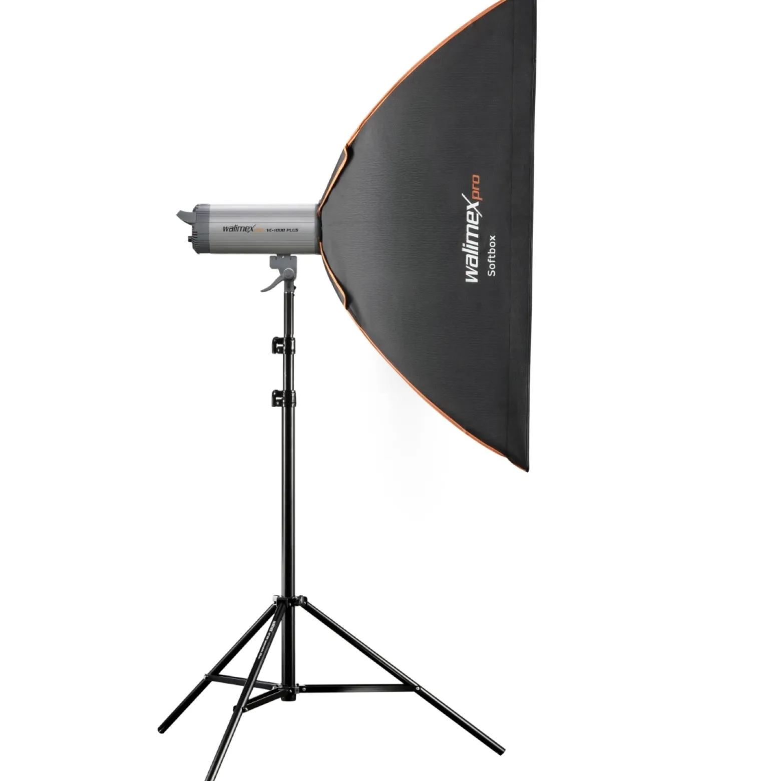 Walimex pro Softbox PLUS Orange Line 80 x 120 cm, Soft Box 360° drehbar, Lichtformer für Foto und Video, inkl. Diffusor, Masken, Grid ideal für Fotostudio