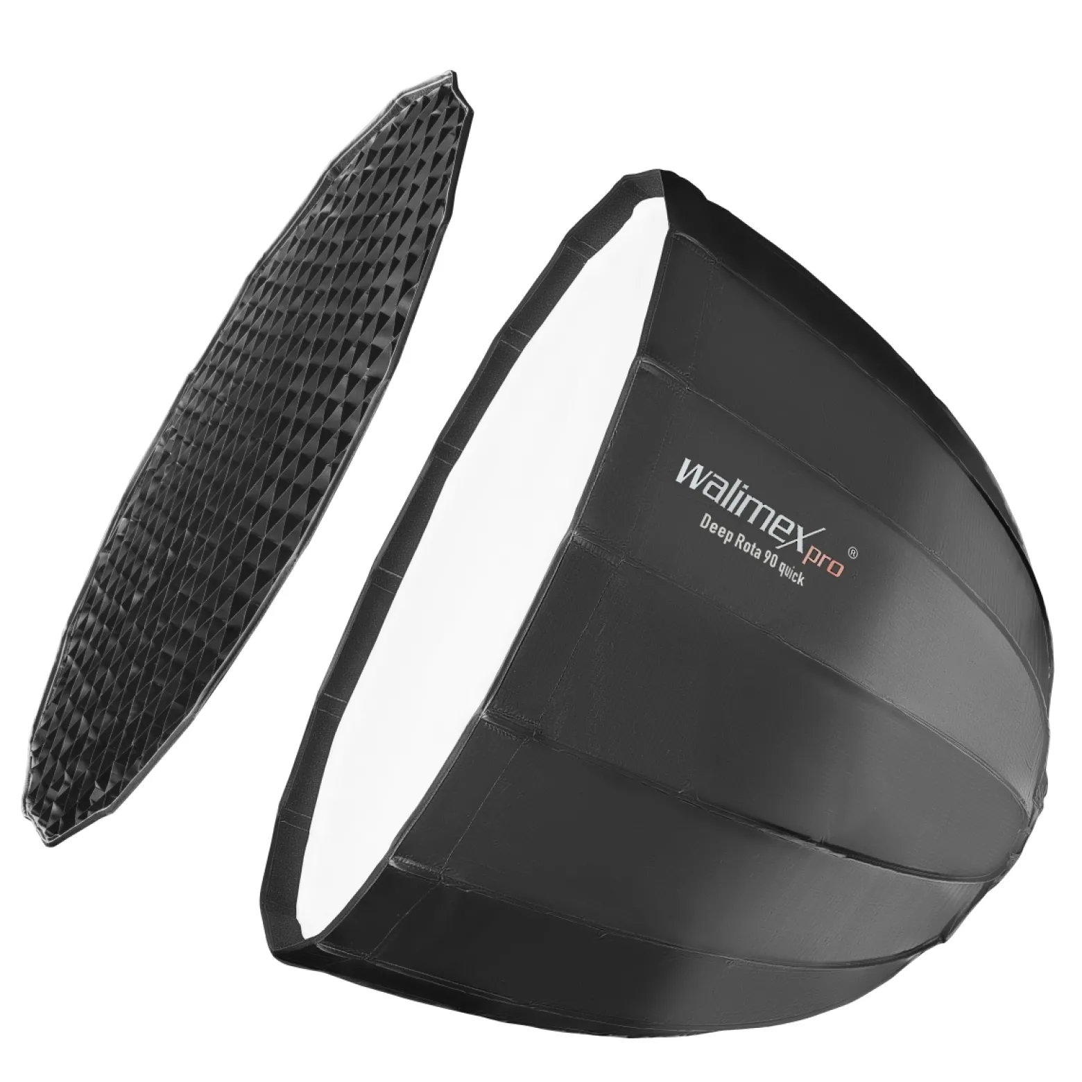 Walimex pro Softbox Studio Line Deep Rota QA90 - 700 x 900 x 900 mm - mit Quick Assemble System, Grid, Diffusoren, Tasche, Speedring für Aufsteckblitz Systemblitz Studioblitz