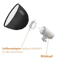 Walimex pro Softbox Studio Line Deep Rota QA90 - 700 x 900 x 900 mm - mit Quick Assemble System, Grid, Diffusoren und Tasche - inkl. Adapters für Elinchrom