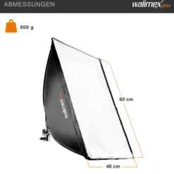 Walimex pro Softbox 40 x 60 cm mit 35 W Daylight LED, Studioleuchte 5000 K Tageslicht, Soft Box neigbar um ca. 135°, inkl. Diffusor ideal für Fotostudio