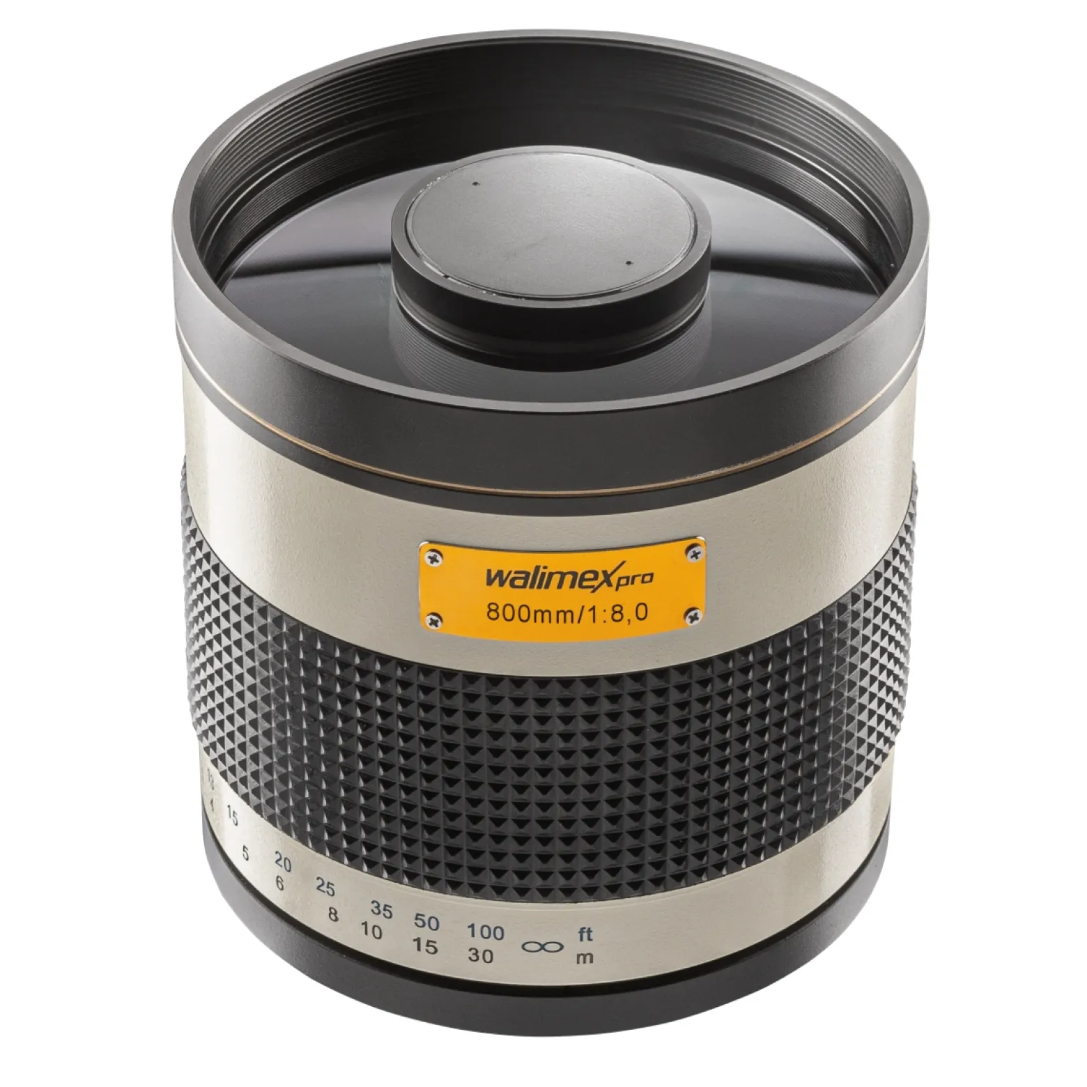 Walimex pro Spiegel Objektiv 800/8,0 DSLR kompatibel mit Nikon F – Länge 131mm – für 800mm Brennweite – Vollformat/APS-C Sensor – für Reise Natur Tiere – K-Mount T2-Adapter – 3,5m Naheinstellgrenze