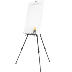 Walimex pro Staffelei L 50-165 cm, Leinwandstaffelei aus Aluminium inkl. Transporttasche, Feldstaffelei für Leinwand bis 122 cm, Leinwandstativ mit Ablage