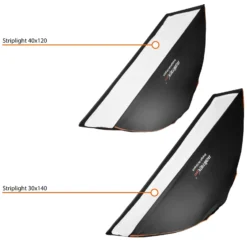 Walimex pro Studio Line Striplight Softbox 40 x 120 cm, Soft Box inkl. Diffusor, Lichtformer 360° drehbar, faltbar, schneller Aufbau, für Studioblitz oder Studioleuchte - inkl. Adapter für Elinchrom
