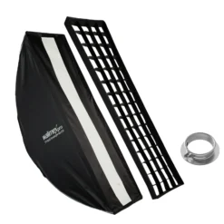 Walimex pro Studio Striplight Softbox 40 x 120 cm + Profoto Adapter 15,2 cm, Soft Box inkl. Diffusor, Lichtformer 360°, faltbar, schneller Aufbau, Bowens-Adapter für Studioblitz oder Studioleuchte