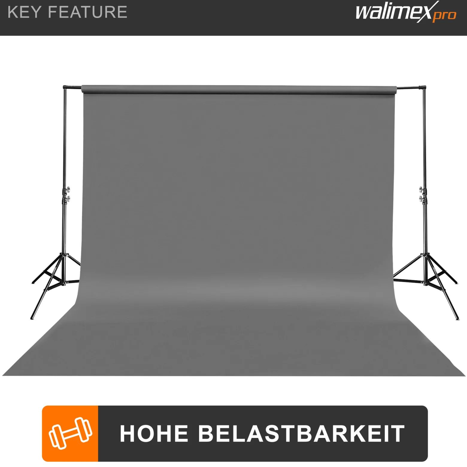 Walimex pro Teleskop Hintergrundstange 225-400 cm Länge bis 6 kg belastbar, Hintergrundsystem Teleskopstange für Fotohintergrund, ideal für Stoffhintergründe, für Fotostudio und Mobil