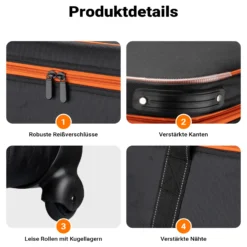 Walimex pro Trolley Studiotasche – Größe M – 960 x 510 x 290 mm – Großräumig & gepolstert – für Studioequipment, 2-in-1 Funktion mit kugelgelagerten Rollen – Stativtasch, Kameratasche
