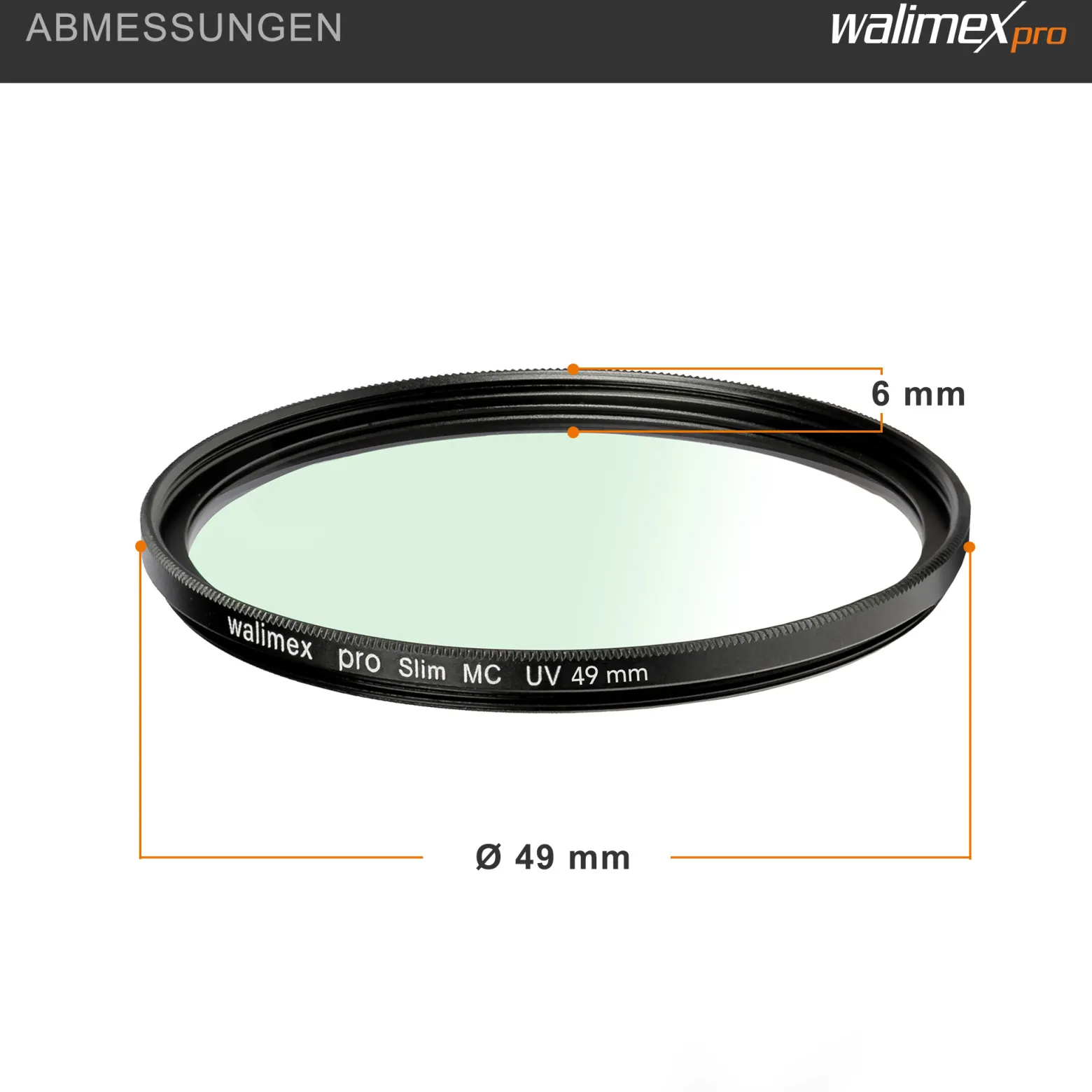 Walimex pro UV-Filter Slim MC 49mm - Schutz vor UV-Strahlen und Verschmutzung, Hochwertige Mehrschichtvergütung, mit äußerst dünner, gering auftragender Metallfassung, Inkl. Schutzhülle