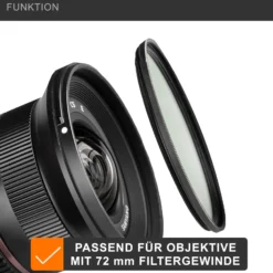 Walimex pro UV-Filter Slim MC 72mm - Schutz vor UV-Strahlen und Verschmutzung, Hochwertige Mehrschichtvergütung, mit äußerst dünner, gering auftragender Metallfassung, Inkl. Schutzhülle