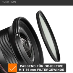 Walimex pro UV-Filter Slim MC 86mm - Schutz vor UV-Strahlen und Verschmutzung, Hochwertige Mehrschichtvergütung, mit äußerst dünner, gering auftragender Metallfassung, Inkl. Schutzhülle