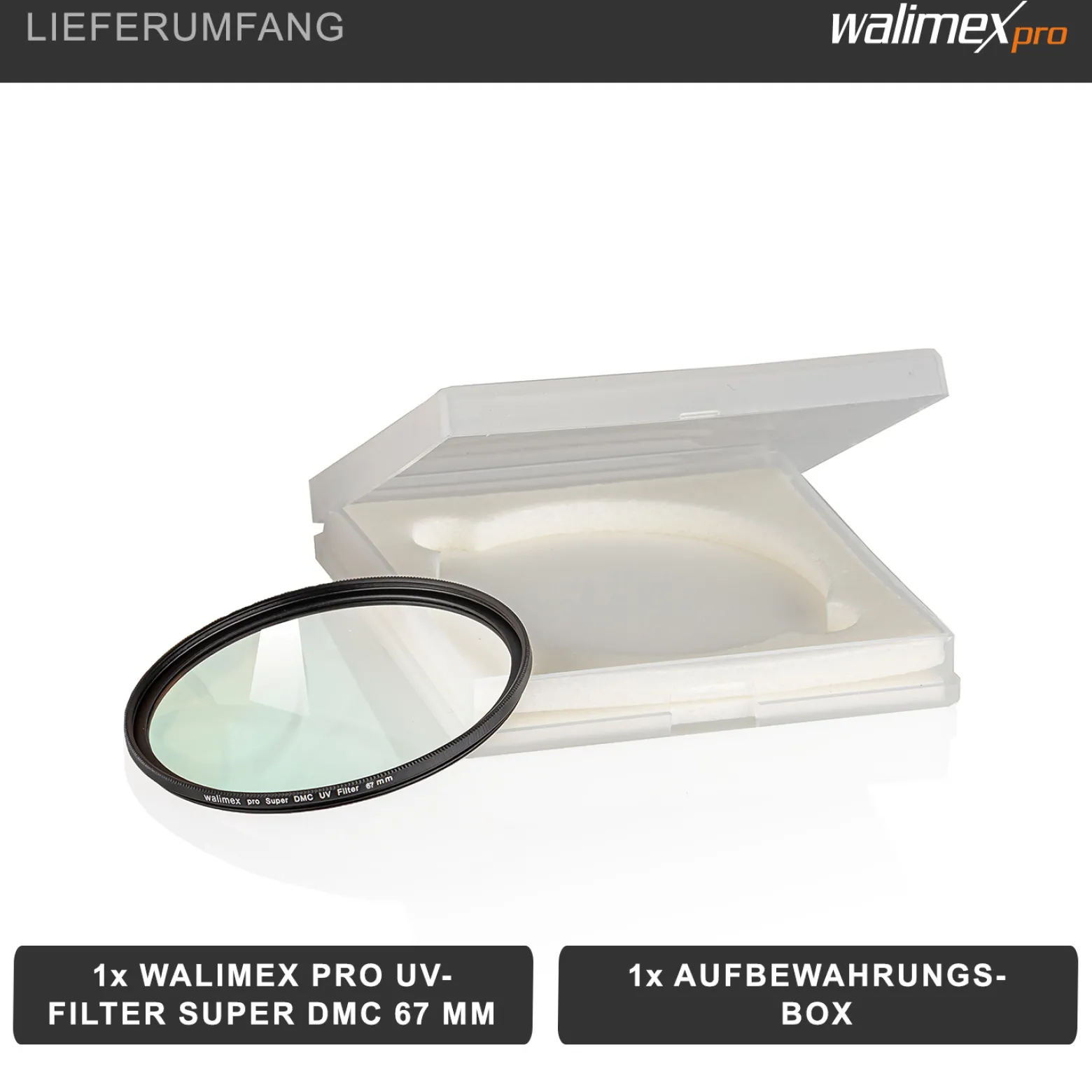 Walimex pro UV-Filter Slim Super DMC 67mm - besonders hochwertiger UV Filter Objektivfilter, Slim – nur 2,5 mm,16x Super DMC Vergütung, für Objektivschutz und brilliante Farben, mit Box