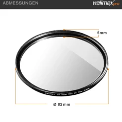 Walimex pro UV-Filter Slim Super DMC 82mm - besonders hochwertiger UV Filter Objektivfilter, Slim – nur 2,5 mm,16x Super DMC Vergütung, für Objektivschutz und brilliante Farben, mit Box