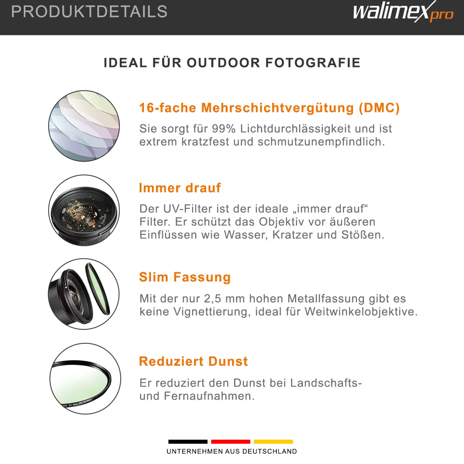 Walimex pro UV-Filter Slim Super DMC 95mm - besonders hochwertiger UV Filter Objektivfilter, Slim – nur 2,5 mm,16x Super DMC Vergütung, für Objektivschutz und brilliante Farben, mit Box