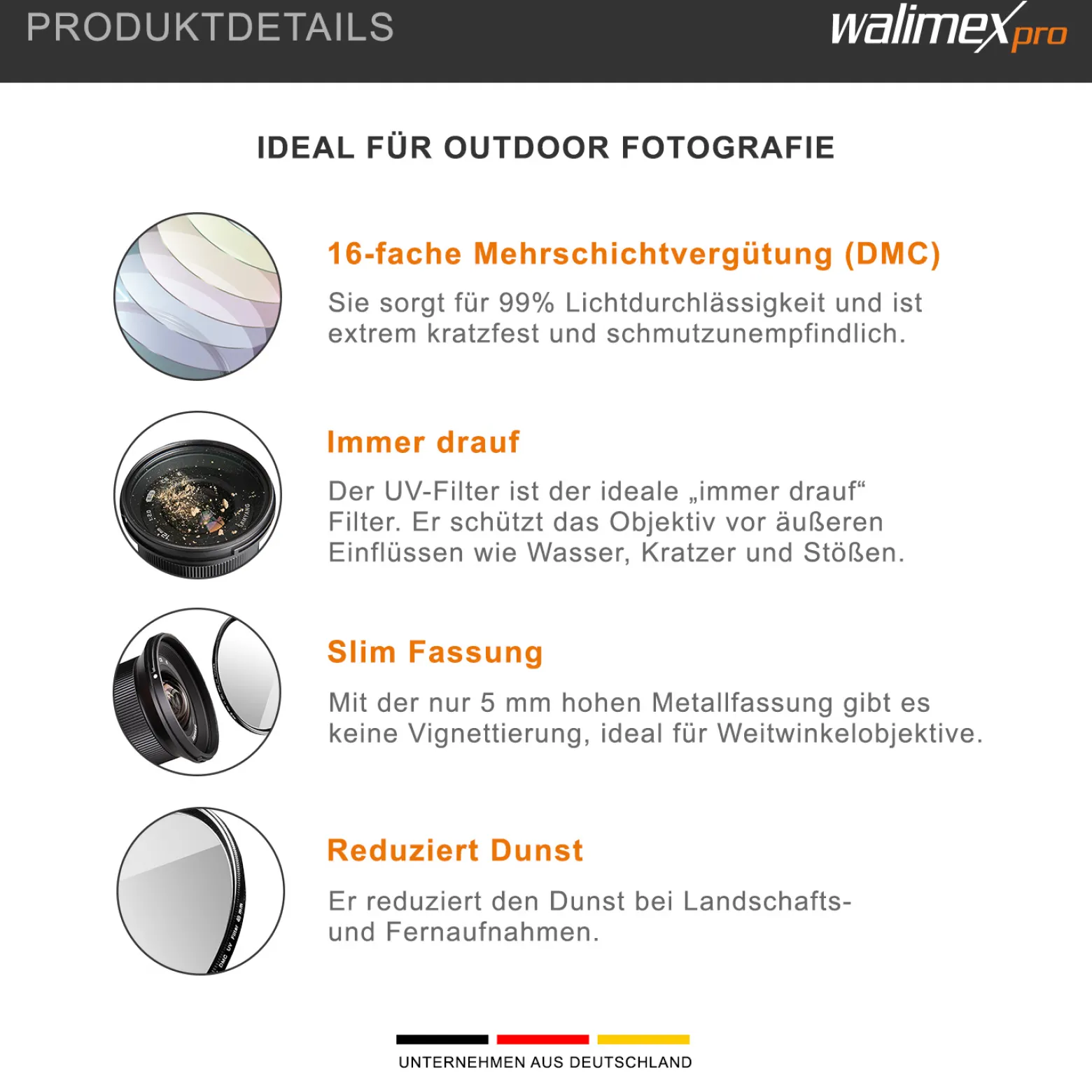 Walimex pro UV-Filter Slim Super DMC 49mm - besonders hochwertiger UV Filter Objektivfilter, Slim – nur 2,5 mm,16x Super DMC Vergütung, für Objektivschutz und brilliante Farben, mit Box