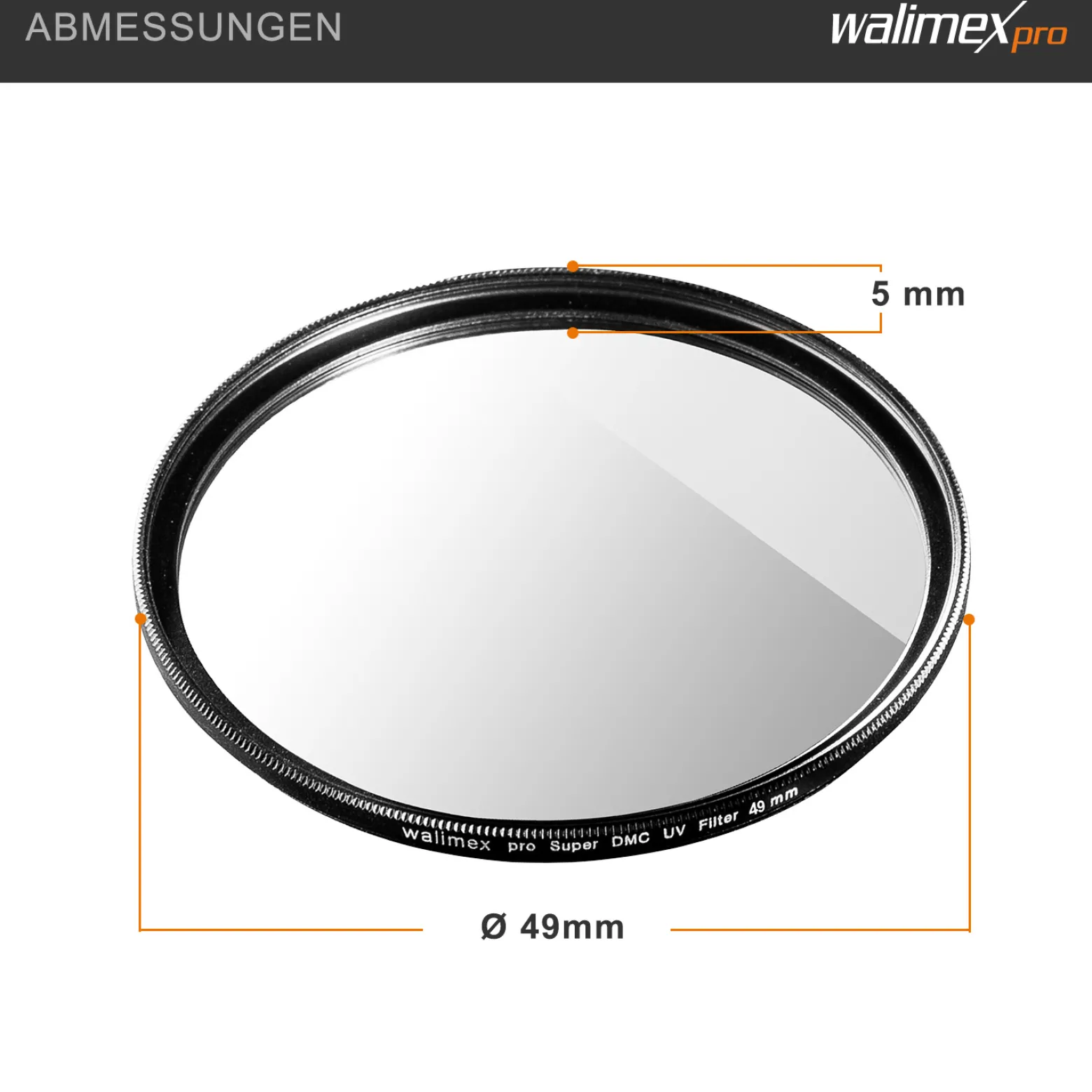 Walimex pro UV-Filter Slim Super DMC 49mm - besonders hochwertiger UV Filter Objektivfilter, Slim – nur 2,5 mm,16x Super DMC Vergütung, für Objektivschutz und brilliante Farben, mit Box