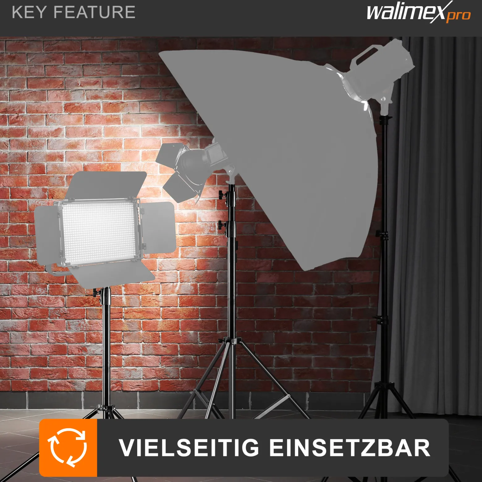 Walimex pro WT-420 Lampenstativ 420 cm, höhenverstellbares Lichtstativ belastbar bis 7,5 kg, Blitzstativ mit 5/8 Zoll Spigot, Studiostativ mit Federdämpfung