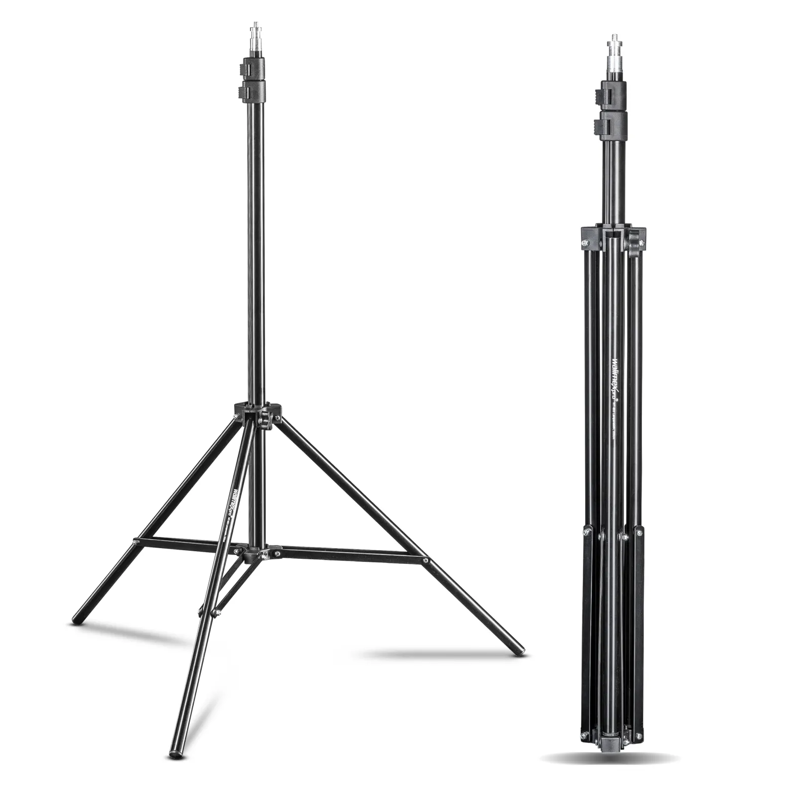 Walimex pro WT-803 Lampenstativ 2er-Set höhenverstellbar bis 208 cm, Lichtstativ aus Aluminium mit Tasche + Adapter, Studiostativ max. Traglast 3,5 kg, Blitzstativ für Studio und Mobil