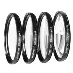 Walimex Set 4x Close up Makrolinsen/Nahlinsen - für 62 mm Gewinde - inkl. +1/+2/+4/+10 Dioptrien - Kamera Foto Zubehör für Makrofotografie Macro Shots Makro Objektiv