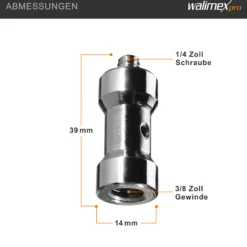 Walimex Set 4x Spigot Gewinde Adapter 1/4 Zoll auf 3/8 Zoll – Gewindeadapter für Kamera Zubehör und Stativ – Fotostudio Fotoshootings Fotografie