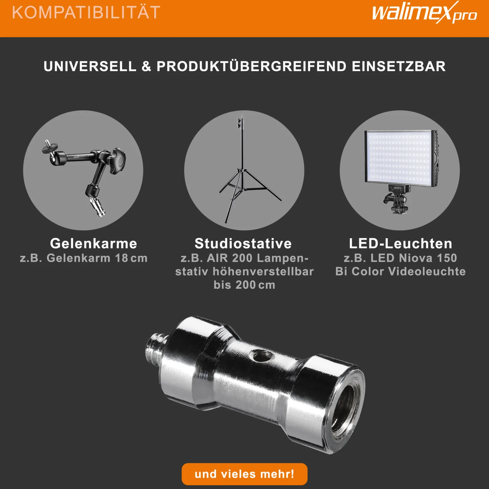 Walimex Set 3x Spigot Gewinde Adapter 3/8 Zoll bis 1/4 Zoll und 3x Spigot Gewinde Adapter 3/8 Zoll auf 1/4 Zoll– Gewindeadapter für Kamera Zubehör und Stativ – Fotostudio Fotoshootings Fotografie