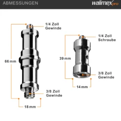 Walimex Set 3x Spigot Gewinde Adapter 3/8 Zoll bis 1/4 Zoll und 3x Spigot Gewinde Adapter 3/8 Zoll auf 1/4 Zoll– Gewindeadapter für Kamera Zubehör und Stativ – Fotostudio Fotoshootings Fotografie