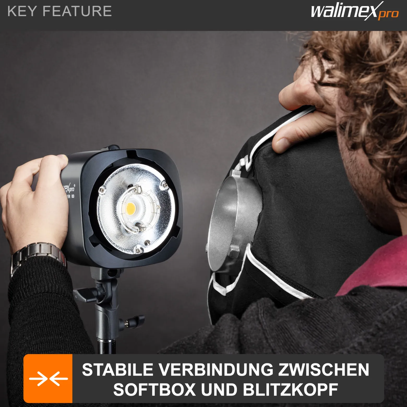 Walimex Softboxadapter für Octagon Striplight - 152 x 152 x 30 mm - aus Metall - Lichtformer-Adapter für Softboxen Striplight - kompatibel mit Elinchrom Blitzsystemen