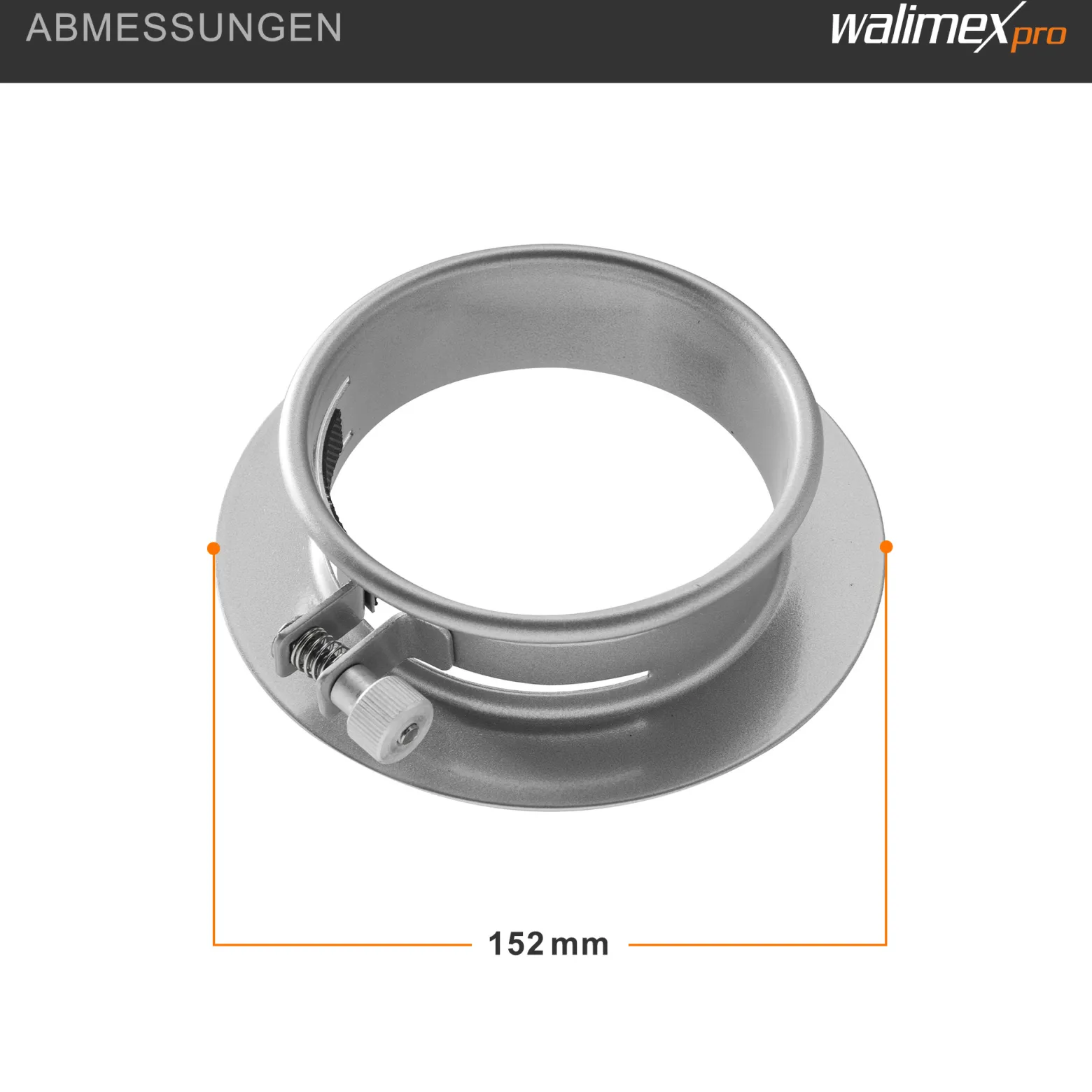 Walimex Softboxadapter für Octagon Striplight - 152 x 152 x 40 mm - aus Metall - Lichtformer-Adapter für Softboxen Striplight - kompatibel mit Profoto Blitzsystemen